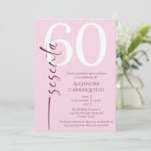 Spanisch Minimalistisch Pink Elegant 60. Geburtsta Einladung (Stehend Vorderseite)