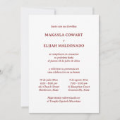 Spanisch Minimalistisch Red & White Zwei Empfang Einladung (Vorderseite)