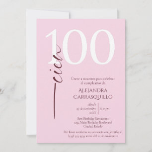 Spanisch Minimalistisch Weiblich Rosa 100. Geburts Einladung