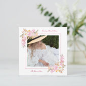 Spanisch Mis XV Romantisches Foto Spring Bouquet Einladung (Stehend Vorderseite)