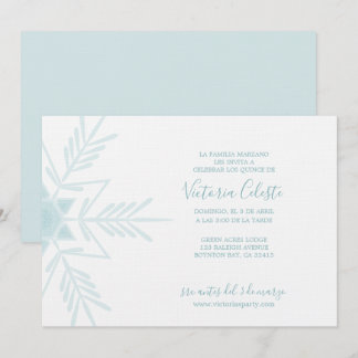 SPANISCH, modern blauer WINTER WONDERLAND quinceañ Einladung