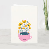 Spanisch Niedlich Pink Coffee Tasse Planter Geburt Karte (Rückseite)