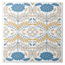 Spanisch Orange Blue Pink Flora Mittelmeer