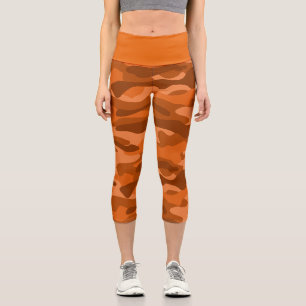 Spanisch Orange Monocolor Camo Capri Leggings