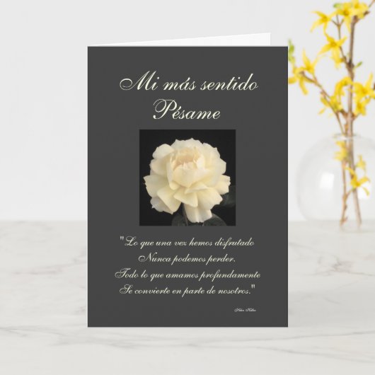 Spanisch: Pesame B&W Beileidskarte Karte (Gelbe Blume)