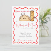 Spanisch Philippinische Empanada & Lumpia Verlobun Einladung (Stehend Vorderseite)