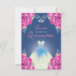 SPANISCH PINK & BLAUE QUINCEAÑERA | DANKESKARTE