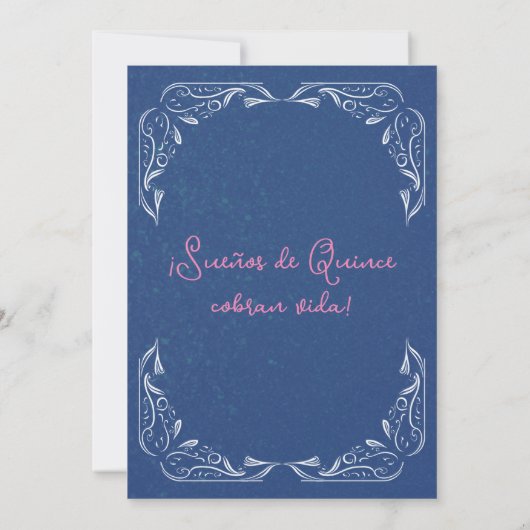 SPANISCH PINK & BLAUE QUINCEAÑERA | EINLADUNG (Rückseite)