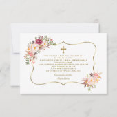 Spanisch Pink Floral Gracias Con Oración Bautizo Dankeskarte (Vorderseite)