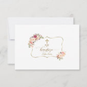 Spanisch Pink Floral Gracias Con Oración Bautizo Dankeskarte (Rückseite)