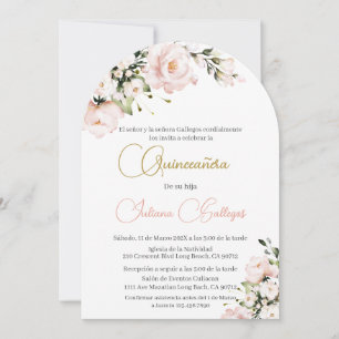 Spanisch Pink Floral Quinceanera Einladung