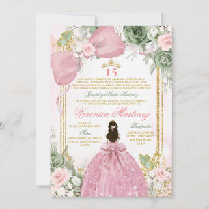 Spanisch Pink Sage Grün Charra Prinzessin Floral 1 Einladung
