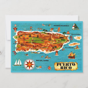 Spanisch Puerto Rico 5x7 Landkarte Postkarte
