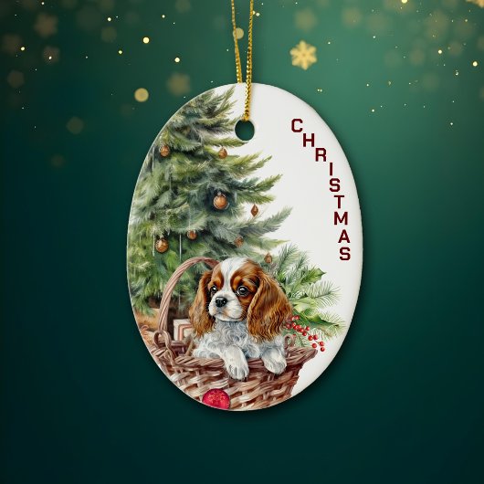 Spanisch Puppy Wicker Weihnachtsweih Keramik Ornament