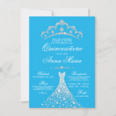 Spanisch Quinceañera Mis Quince Blue Türkis Einladung (Vorderseite)