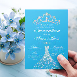 Spanisch Quinceañera Mis Quince Blue Türkis Einladung