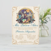 Spanisch Quinceañera Mis Quince Blue Western Einladung (Stehend Vorderseite)