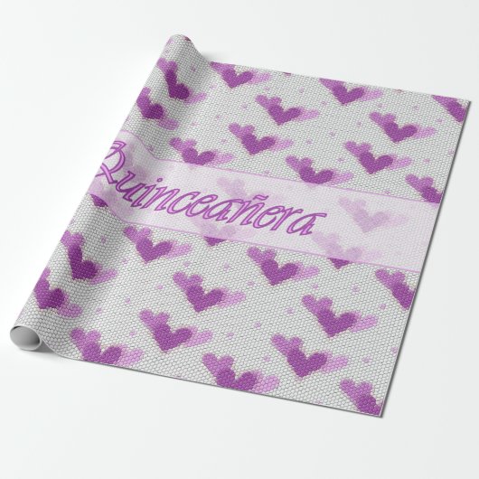 Spanisch Quinceanera rosa lila Geschenkpapier (Ungerollt)