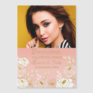 Spanisch Quinceanera Save the Date Reserva la Fech Magnetkarte