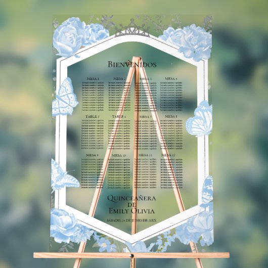 Spanisch-Quinceanera-Sitzkarte Sig Blau Acrylschild (Neutral)