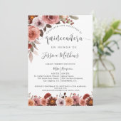 Spanisch Quinceñera, Burgund Blush Floral Marsala Einladung (Stehend Vorderseite)