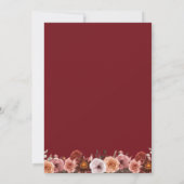 Spanisch Quinceñera, Burgund Blush Floral Marsala Einladung (Rückseite)