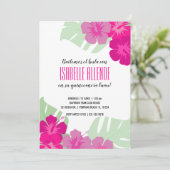SPANISCH QUinceñera TROPICAL LUAU Pink floral Einladung (Stehend Vorderseite)