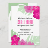 SPANISCH QUinceñera TROPICAL LUAU Pink floral Einladung (Vorne/Hinten)