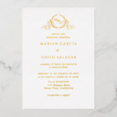 Spanisch Real Gold Foil Monogram Wedding Folieneinladung (Vorderseite)