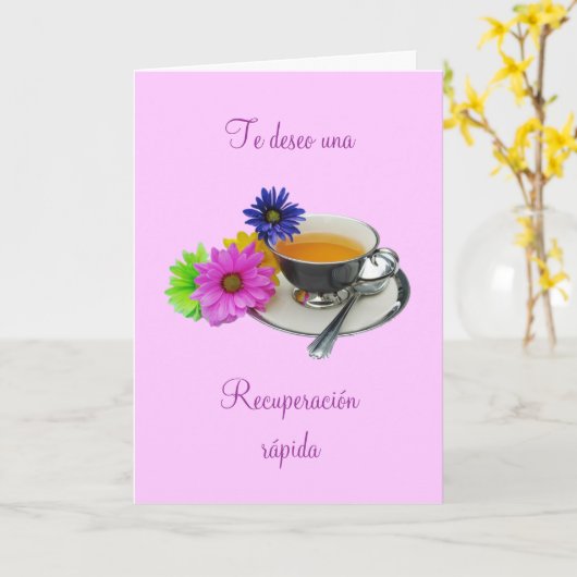 Spanisch: Recuperación- Taza de Té/erhalten gut Karte (Gelbe Blume)