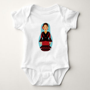 Spanisch Red Dress Matryoshka Baby Bodysuit Strampler
