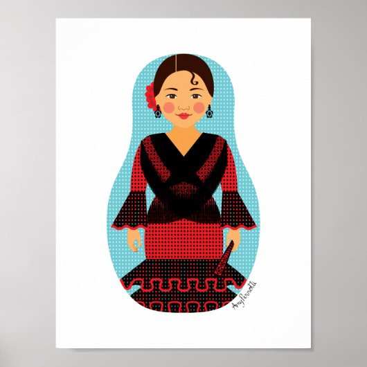Spanisch Red Dress Matryoshka Poster (Vorne)