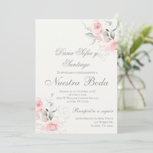 Spanisch-Rosa-Bläsereihe Einladung (Stehend Vorderseite)