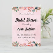 Spanisch Rosa Blume billige Einladungen für Hochze (Stehend Vorderseite)