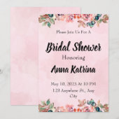 Spanisch Rosa Blume billige Einladungen für Hochze (Vorne/Hinten)