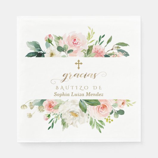 Spanisch Rosa Blume Joldin Serviette (Vorderseite)