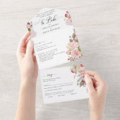 Spanisch, Rosa Blush Burgund Hochzeitsriss von UAW All In One Einladung (Abreißen)