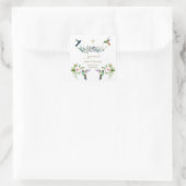 Spanisch Rosa Hibiskus Blume Eukalyptus Bautizo Quadratischer Aufkleber (Tasche)