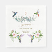 Spanisch Rosa Hibiskus Blume Eukalyptus Bautizo Serviette (Vorderseite)