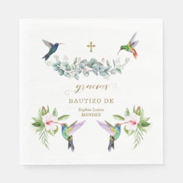 Spanisch Rosa Hibiskus Blume Eukalyptus Bautizo Serviette