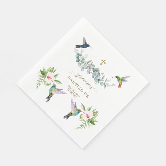 Spanisch Rosa Hibiskus Blume Eukalyptus Bautizo Serviette (Ecke)