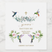 Spanisch Rosa Hibiskus Blume Eukalyptus Bautizo Weinetikett (Einzelnes Label)