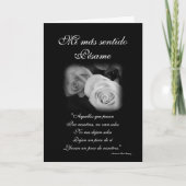 Spanisch: rosa y poema de Pesame B&W Beileid card Karte (Vorderseite)