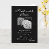 Spanisch: rosa y poema de Pesame B&W Beileid card Karte (Gelbe Blume)
