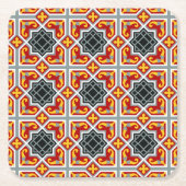 Spanisch - rote und gelbe achteckige Muster Rechteckiger Pappuntersetzer (Vorderseite)