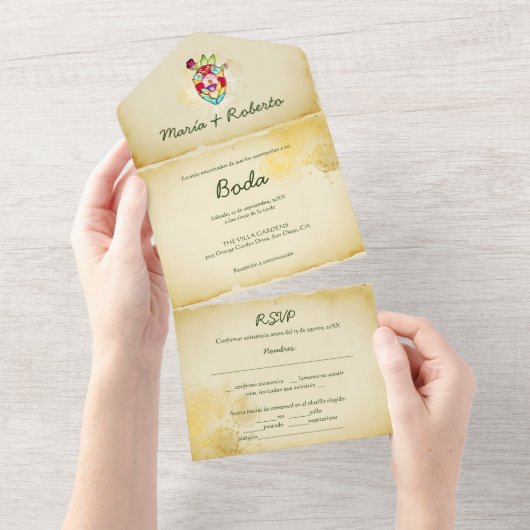 Spanisch, rustikal - alles in einem mexikanischen all in one einladung (Abreißen)