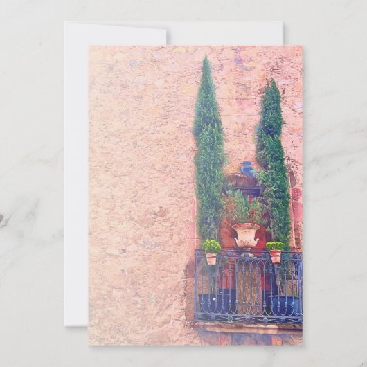Spanisch, Rustikaler Balkon & Pflanze Mexikanische Einladung (Rückseite)