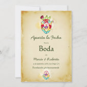 Spanisch Rustikales Herz mexikanische Hochzeit ret Einladung (Vorderseite)