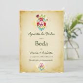 Spanisch Rustikales Herz mexikanische Hochzeit ret Einladung (Stehend Vorderseite)