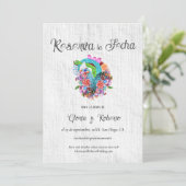 Spanisch Rustikales Herz mexikanische Hochzeit Ret Einladung (Stehend Vorderseite)